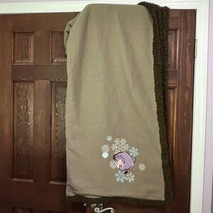 Eeyore Snowflake Brown Tan Sherpa 50x55 Warm Winter Throw Blanket fluffy